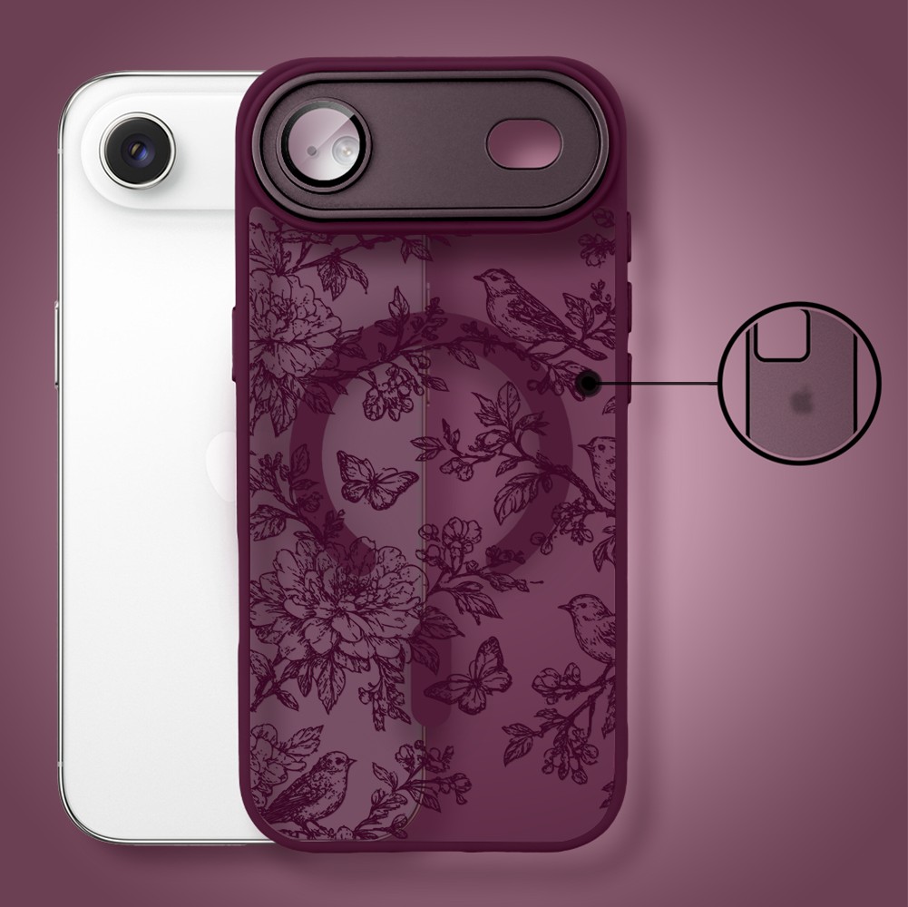 Etui do iPhone Air Color Flush z MagSafe, z osłoną aparatu, nocka botanika, wiśniowe (7)