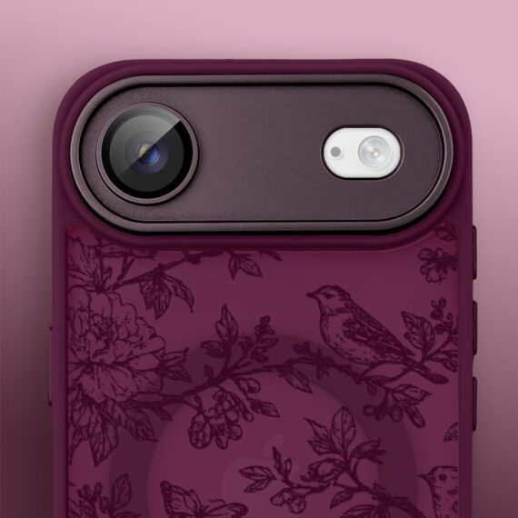 Etui do iPhone Air Color Flush z MagSafe, z osłoną aparatu, nocka botanika, wiśniowe (8)