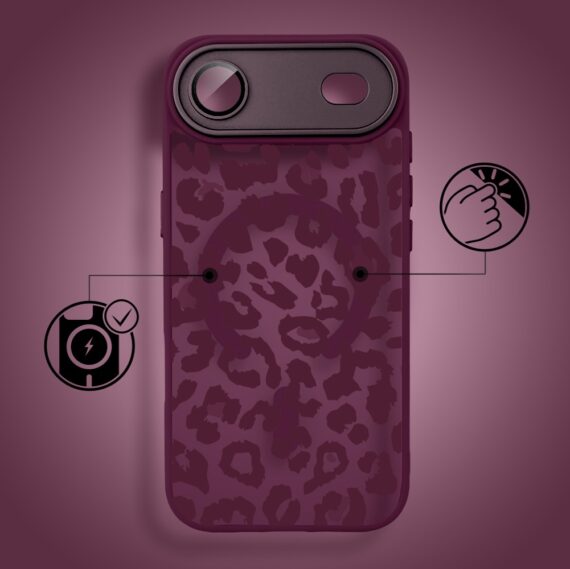 Etui do iPhone Air Color Flush z MagSafe, z osłoną aparatu, subtelna panterka, wiśniowe (2)