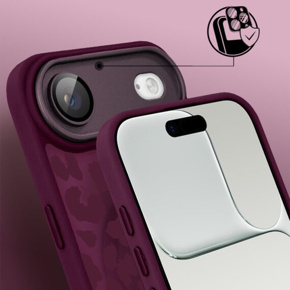 Etui do iPhone Air Color Flush z MagSafe, z osłoną aparatu, subtelna panterka, wiśniowe (5)