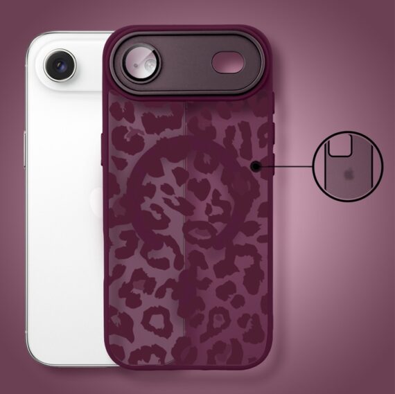 Etui do iPhone Air Color Flush z MagSafe, z osłoną aparatu, subtelna panterka, wiśniowe (7)