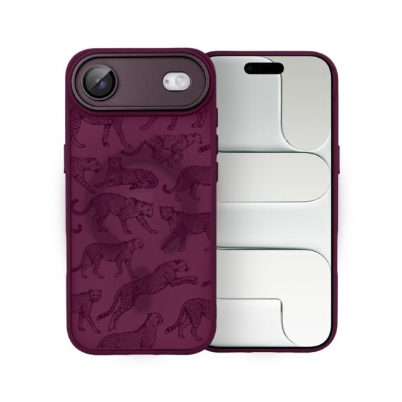 Etui do iPhone Air Color Flush z MagSafe, z osłoną aparatu, wesołe gepardy, wiśniowe (1)