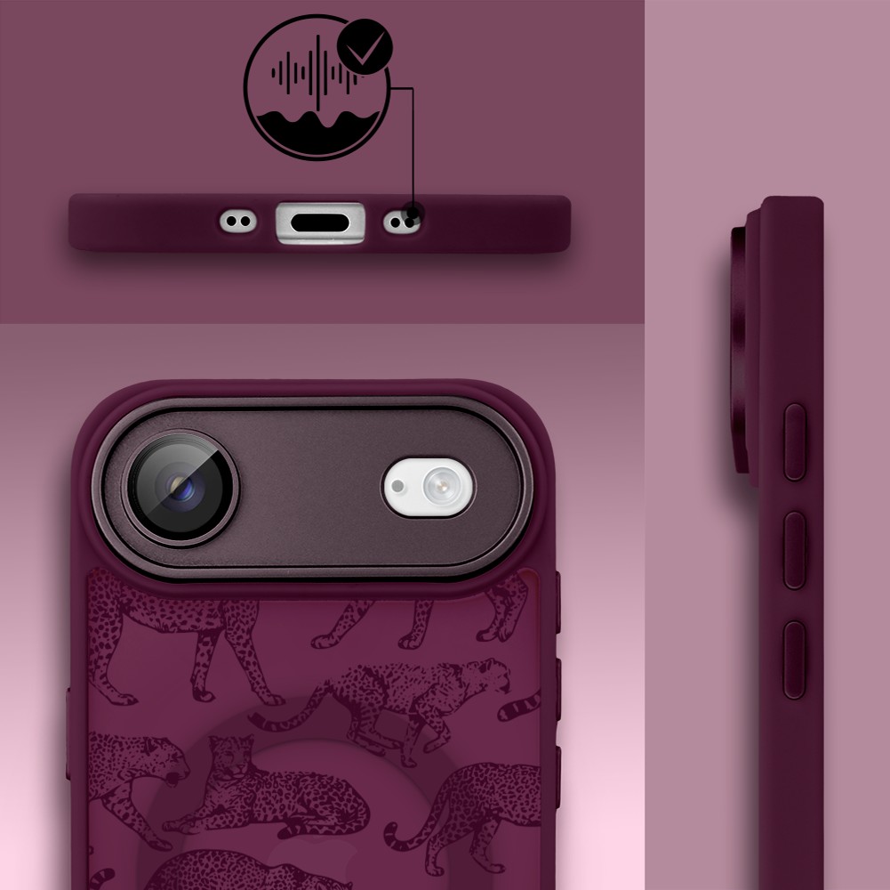 Etui do iPhone Air Color Flush z MagSafe, z osłoną aparatu, wesołe gepardy, wiśniowe (6)