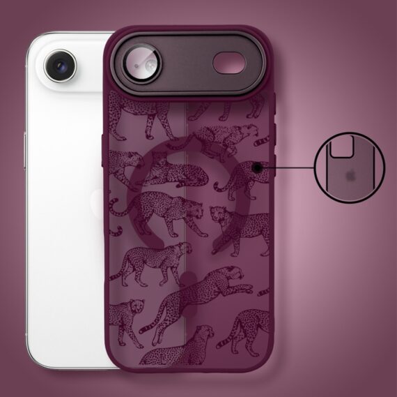 Etui do iPhone Air Color Flush z MagSafe, z osłoną aparatu, wesołe gepardy, wiśniowe (7)