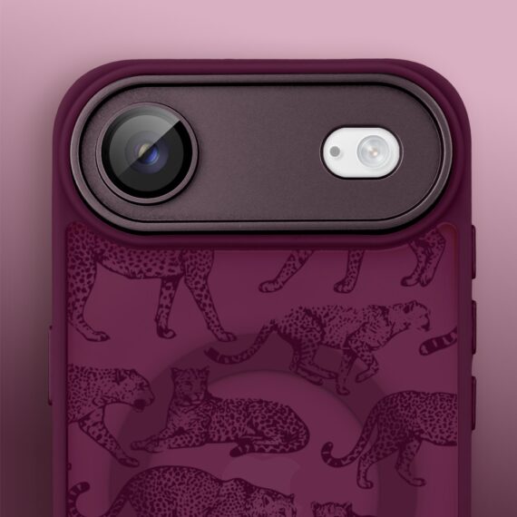 Etui do iPhone Air Color Flush z MagSafe, z osłoną aparatu, wesołe gepardy, wiśniowe (8)
