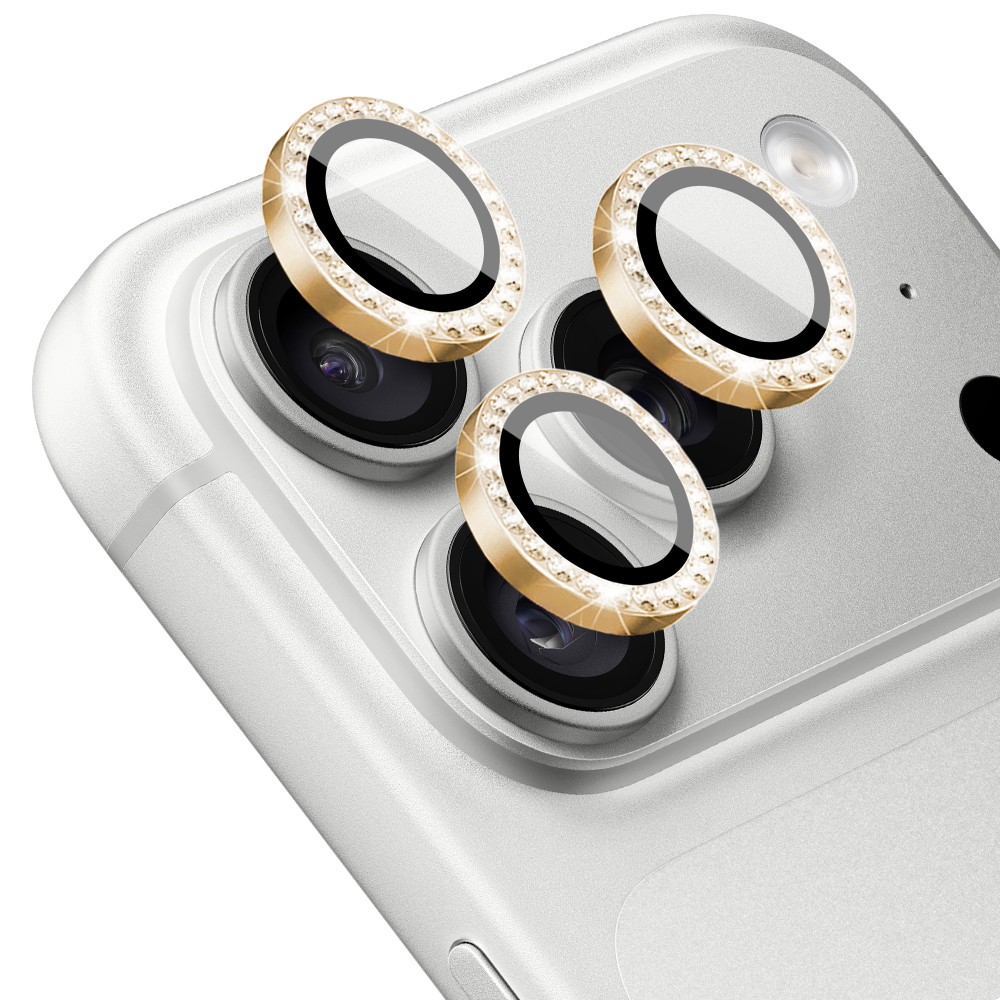 luksusowa diamentowa osłona obiektywów, szkło na aparat iphone 18 pro max, złota