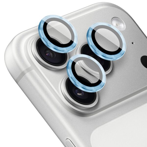 Metalowa osłona obiektywów szkło na aparat iPhone 17, gołębi niebieski (1)