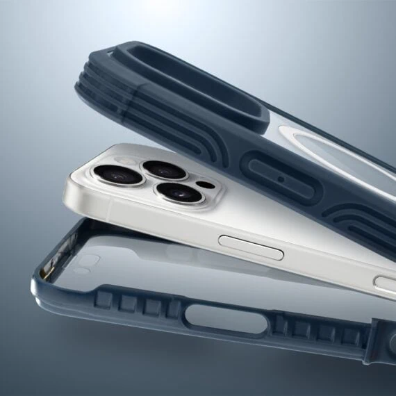 Ochronne etui 360° do iPhone 16 Pro, przód i tył, z ochroną anti-shock i MagSafe, granatowe (7)