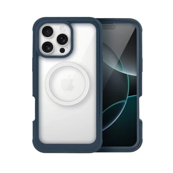 Ochronne etui 360° do iPhone 16 Pro, przód i tył, z ochroną anti-shock i MagSafe, granatowe (9)