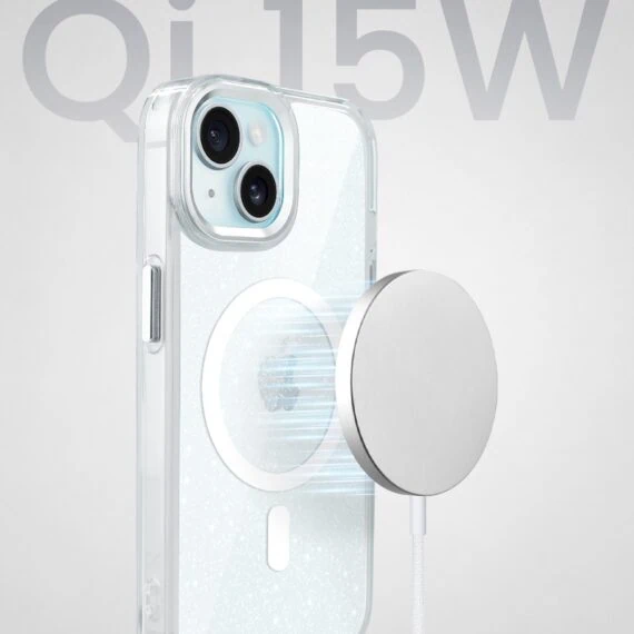 Perfect Match do iPhone 15 - zestaw Super Hybrid Sparkle + akcesoria, srebrny (1)