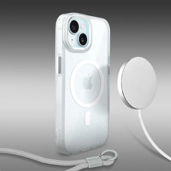 Perfect Match do iPhone 15 - zestaw Super Hybrid Sparkle + akcesoria, srebrny (8)