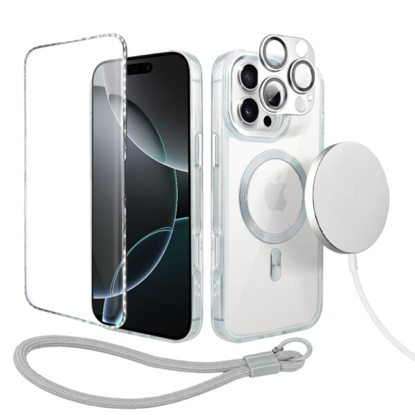 Perfect Match do iPhone 16 Pro Max – zestaw Super Hybrid + akcesoria, srebrny