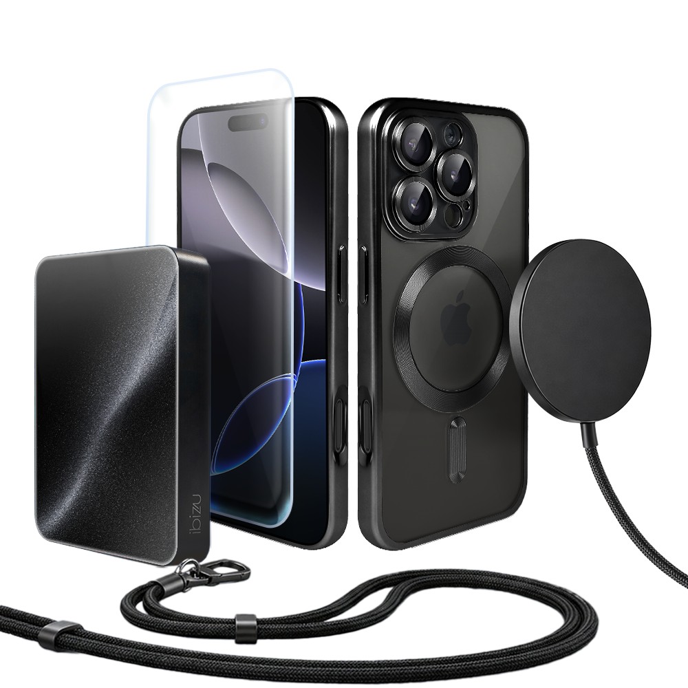 Perfect Match do iPhone 16 Pro Max – zestaw MagSafe Luxury Titanium Finish + akcesoria, czarny