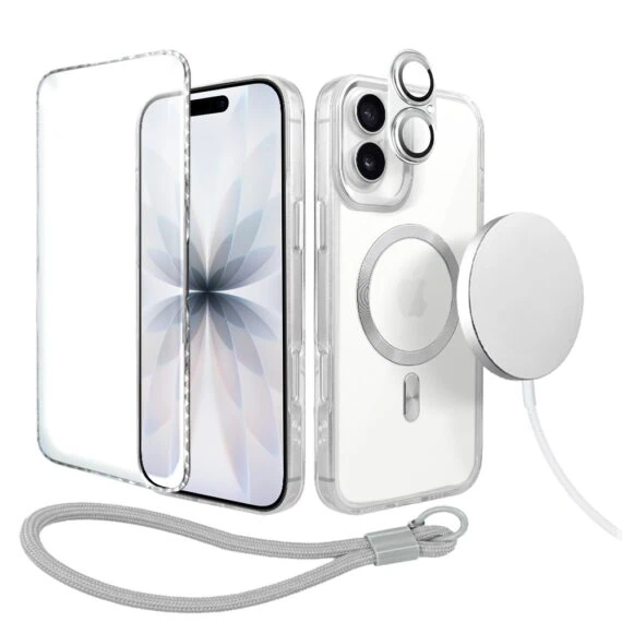 Perfect Match do iPhone 16 - zestaw Super Hybrid + akcesoria, srebrny (10)