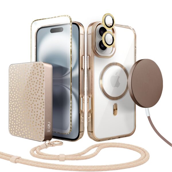 Perfect Match do iPhone 16 – zestaw Super Hybrid + akcesoria, pustynny brąz