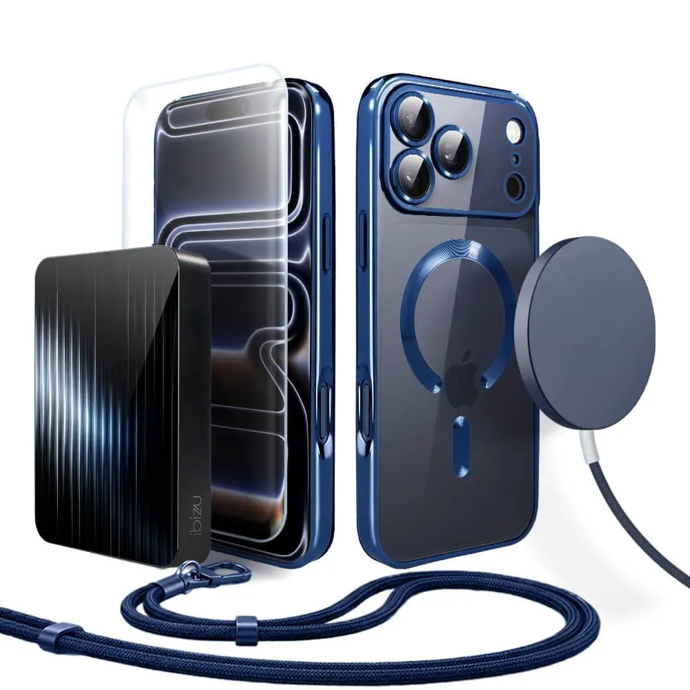 Perfect Match do iPhone 17 Pro – zestaw MagSafe Luxury Protect + akcesoria granatowy