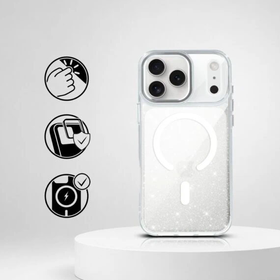 Perfect Match do iPhone 17 Pro Max - zestaw Super Hybrid Sparkle + akcesoria, srebrny (5)