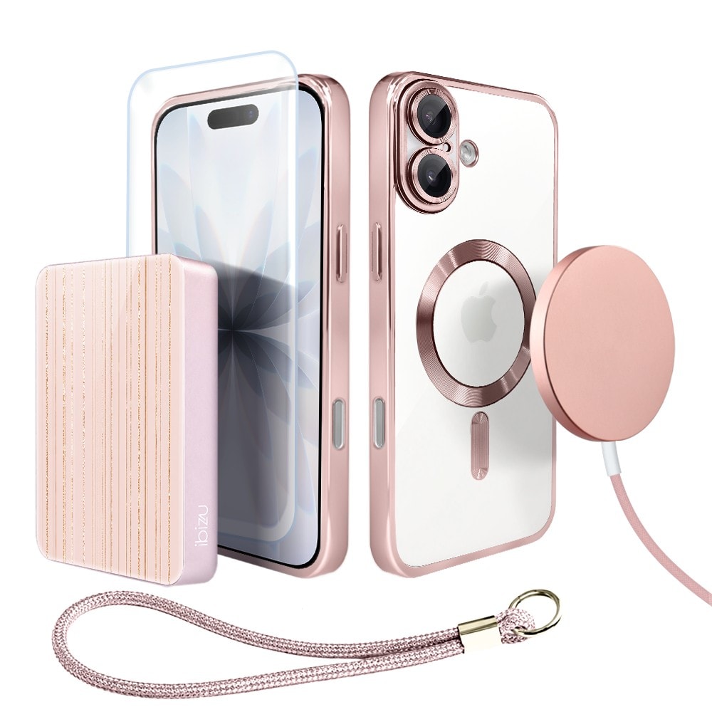 Perfect Match do iPhone 17 – zestaw MagSafe Luxury Protect + akcesoria, różowy