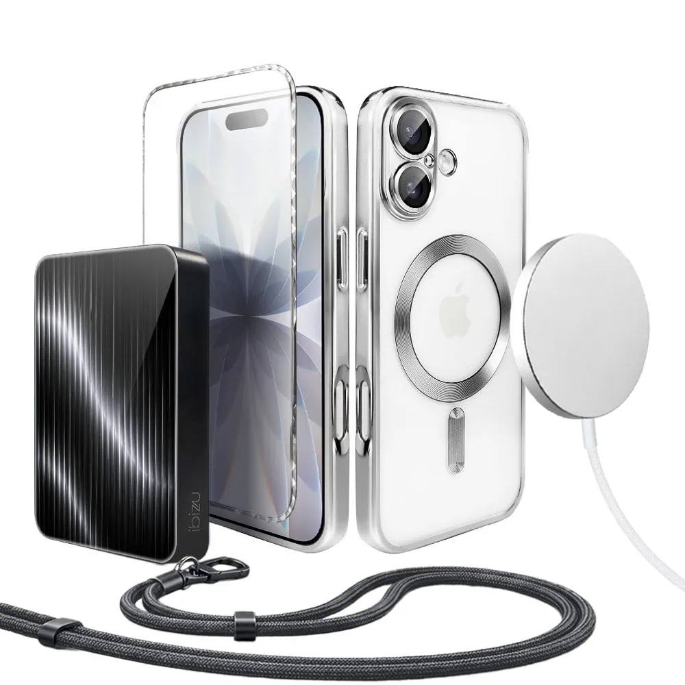Perfect Match do iPhone 17- zestaw MagSafe Luxury Protect + akcesoria , srebrny