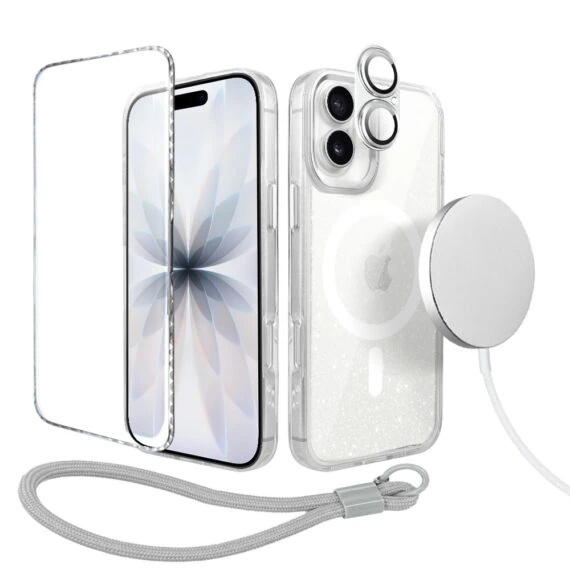 Perfect Match do iPhone 17 - zestaw Super Hybrid Sparkle + akcesoria, srebrny (10)