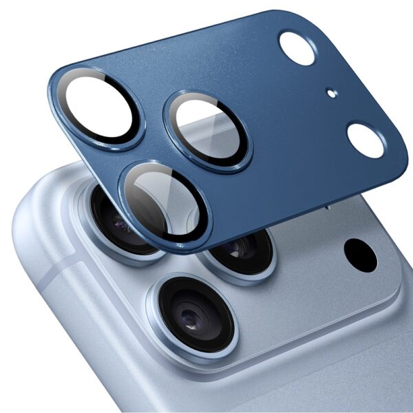 iPhone 18 Pro Max gładka metalowa osłona na cały panel aparatu, wbudowane szkła 9H, granatowa