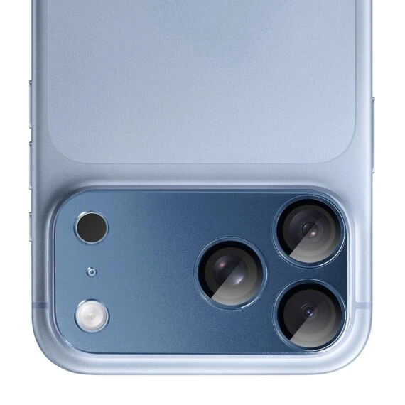 iphone 18 pro max gładka metalowa osłona na cały panel aparatu, wbudowane szkła 9h, granatowa