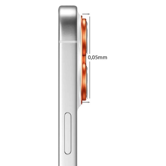 iphone 18 pro max gładka metalowa osłona na cały panel aparatu, wbudowane szkła 9h, pomarańczowa