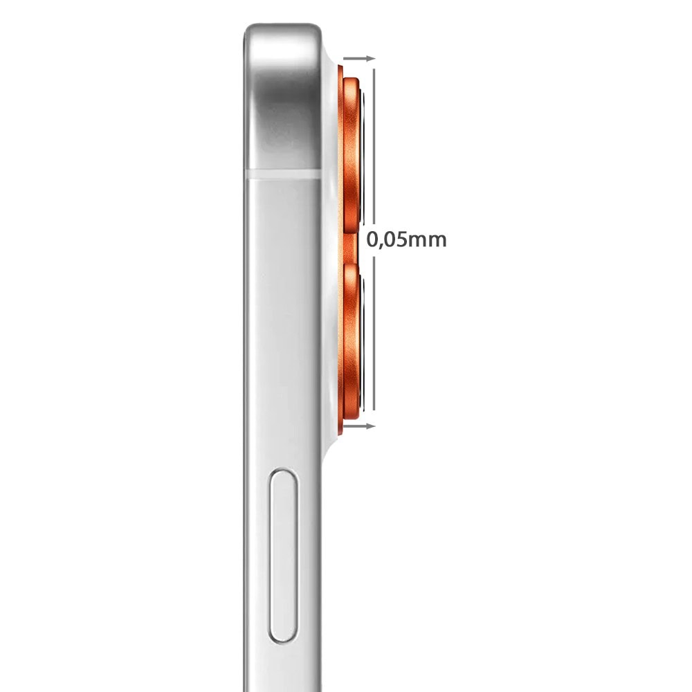 iphone 18 pro max gładka metalowa osłona na cały panel aparatu, wbudowane szkła 9h, pomarańczowa