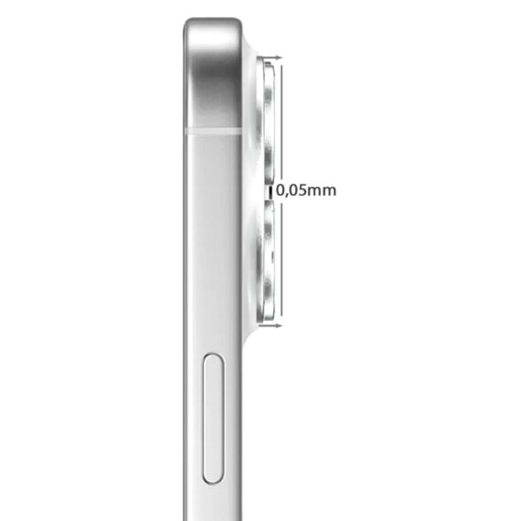 iphone 18 pro max gładka metalowa osłona na cały panel aparatu, wbudowane szkła 9h, srebrna