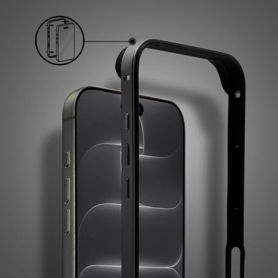 bumper do iphone 18 pro max, metal slim, metalowa ramka ochronna, czarny