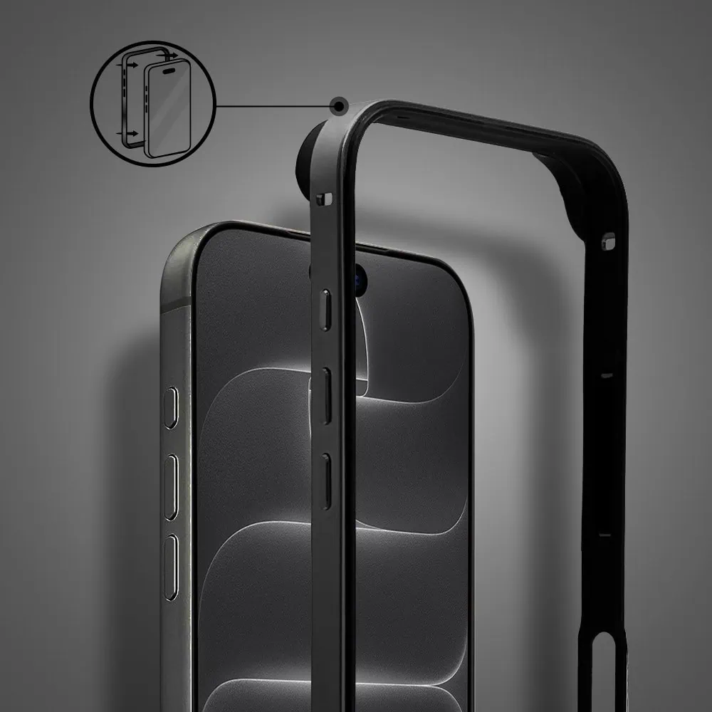 bumper do iphone 18 pro max, metal slim, metalowa ramka ochronna, czarny