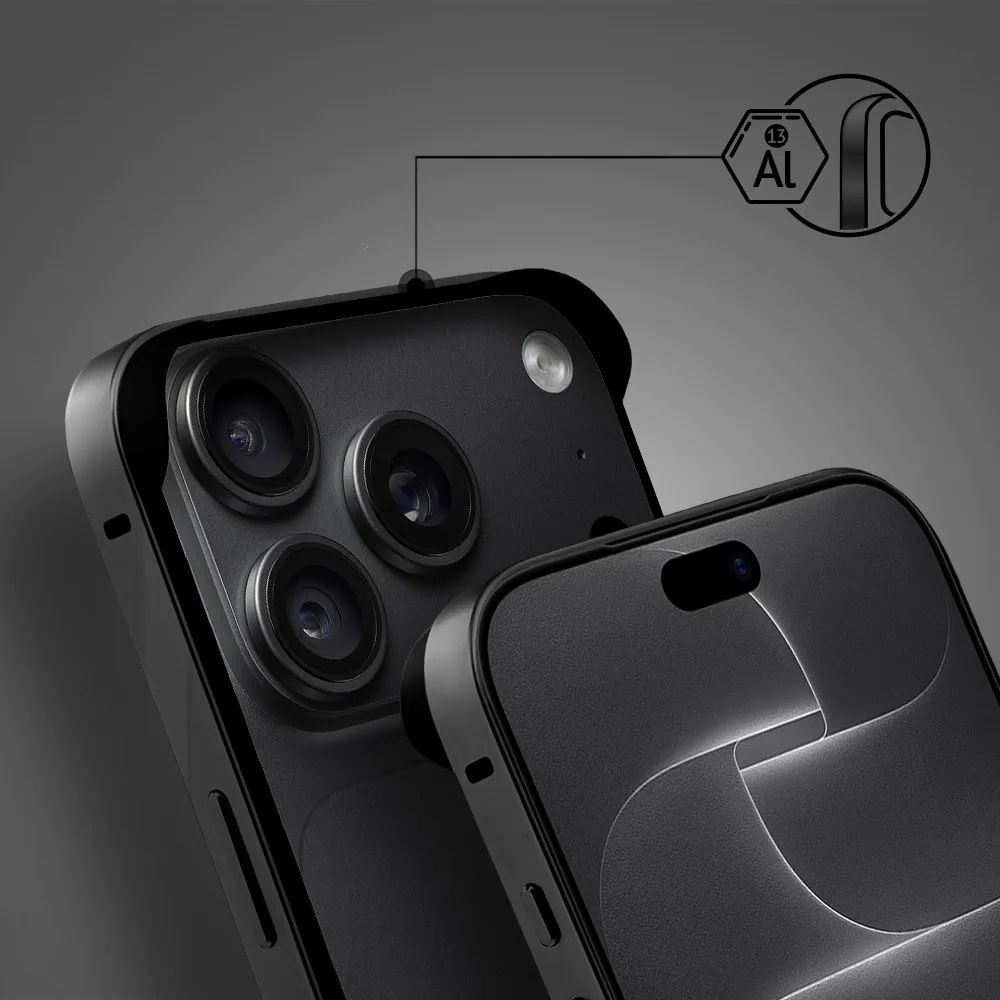 bumper do iphone 18 pro max, metal slim, metalowa ramka ochronna, czarny