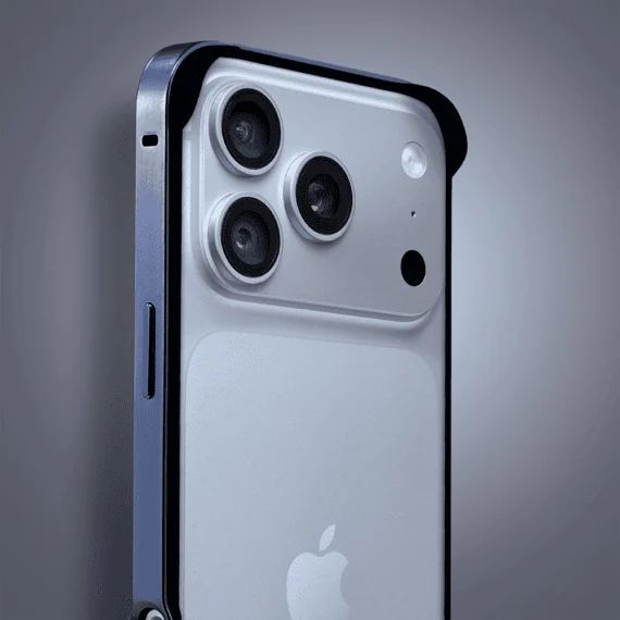 bumper do iphone 18 pro max, metal slim, metalowa ramka ochronna, granatowy