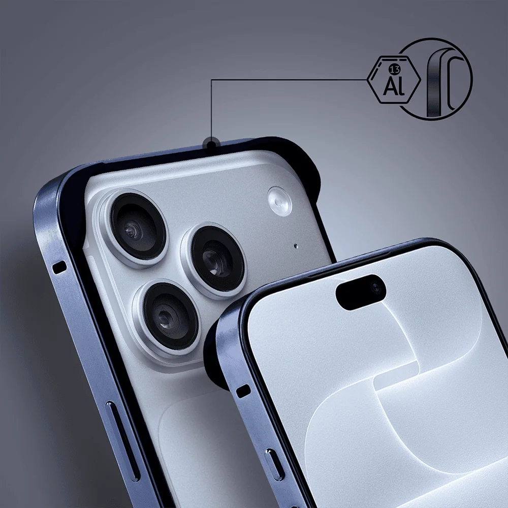 bumper do iphone 18 pro max, metal slim, metalowa ramka ochronna, granatowy