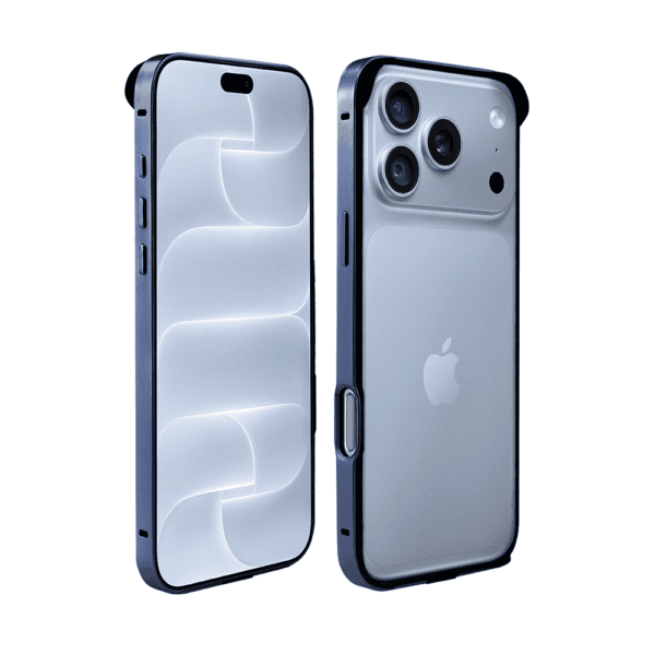 Bumper do iPhone 18 Pro, Metal Slim, metalowa ramka ochronna, granatowy