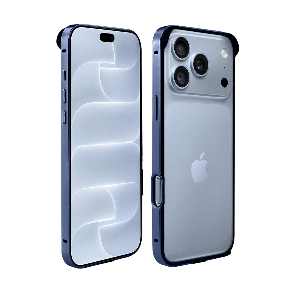 bumper do iphone 18 pro max, metal slim, metalowa ramka ochronna, granatowy