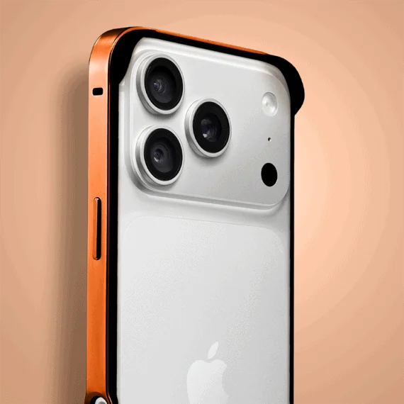 bumper do iphone 18 pro max, metal slim, metalowa ramka ochronna, pomarańczowy