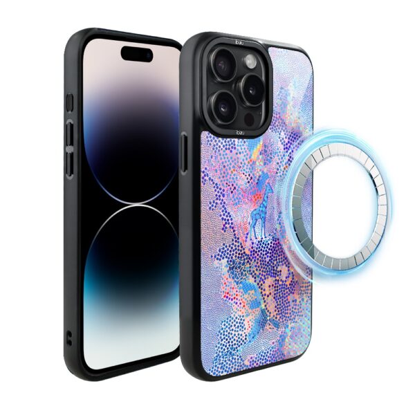 Etui do iPhone 14 Pro Max IBIZU DropGuard Matt z MagSafe, Bella Fantasia, Mozaikowa żyrafa