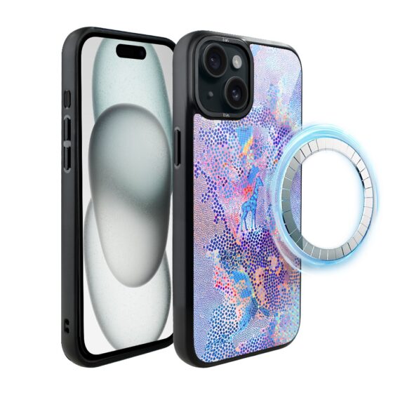 Etui do iPhone 15 IBIZU DropGuard Matt z MagSafe, Bella Fantasia, Mozaikowa żyrafa (7)