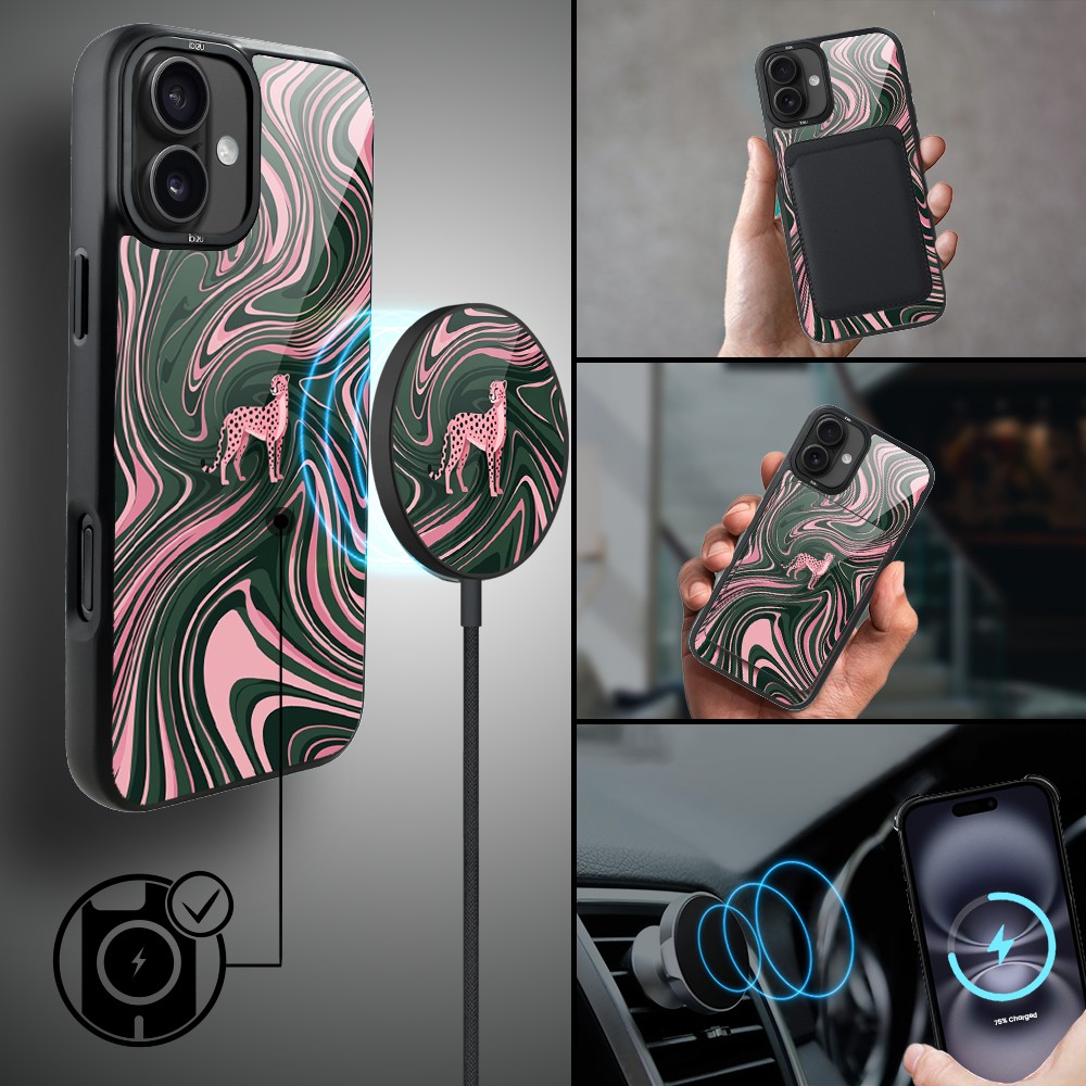 Etui do iPhone 16 IBIZU DropGuard Matt z MagSafe, Bella Fantasia, Dzika pantera (2)