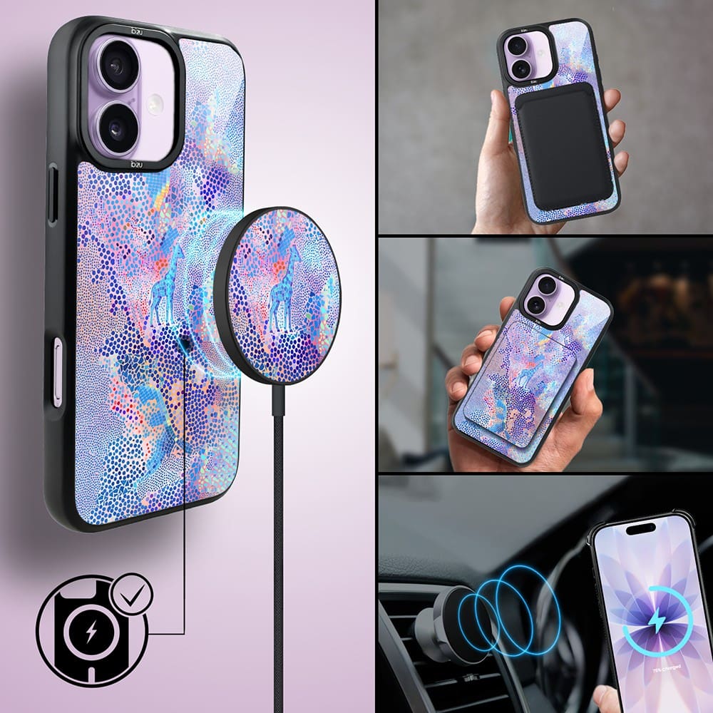 Etui do iPhone 17 IBIZU DropGuard Matt z MagSafe, Bella Fantasia, Mozaikowa żyrafa (5)