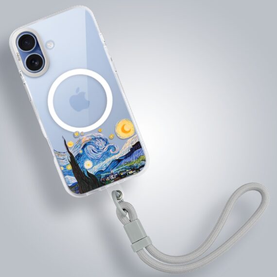 etui do iphone 17 ibizu pretty clear, metalowa osłona aparatu, przeźroczyste do magsafe, obraz van gogh