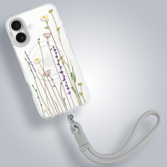 etui do iphone 17 ibizu pretty clear, metalowa osłona aparatu, przeźroczyste do magsafe, wiosenne kwiaty