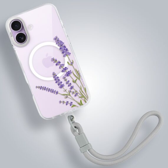 etui do iphone 17 ibizu przeźroczyste z magsafe, aluminiowa ramka wokół aparatu, lawenda