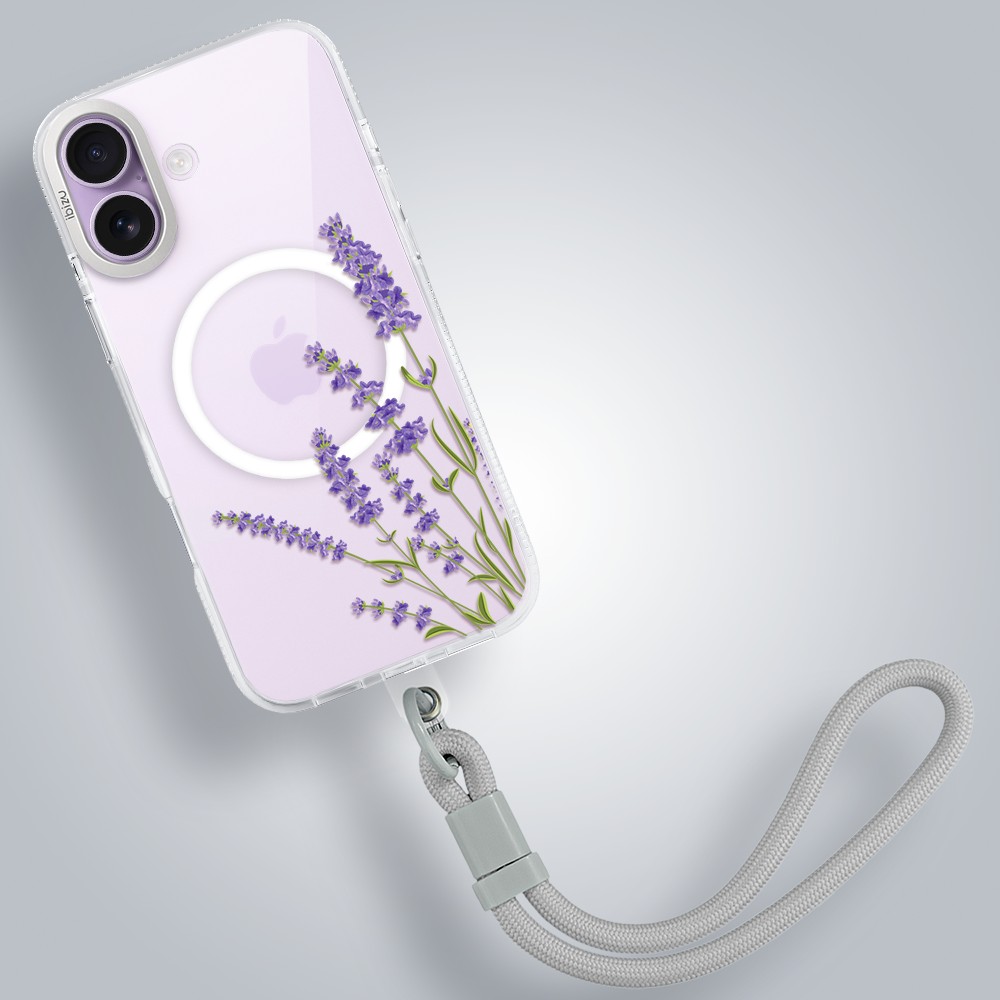 etui do iphone 17 ibizu przeźroczyste z magsafe, aluminiowa ramka wokół aparatu, lawenda