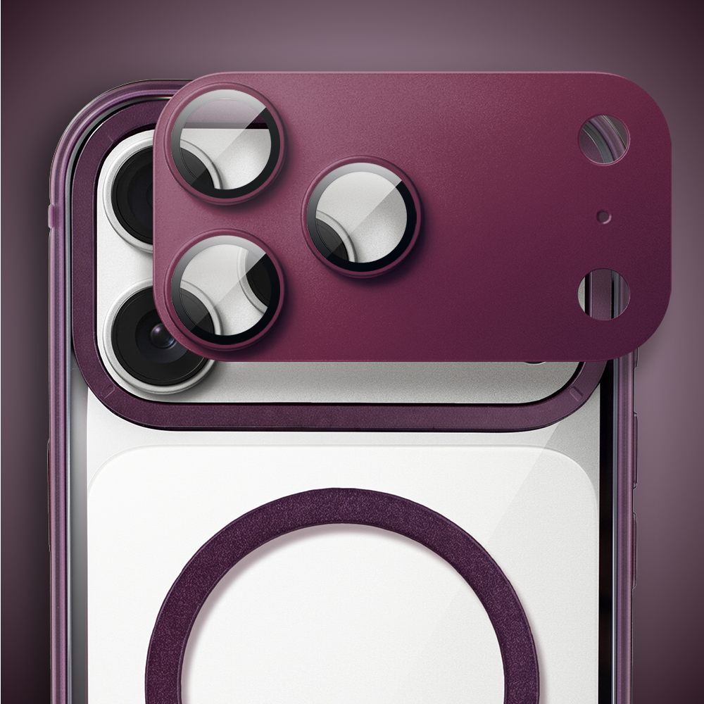 etui do iphone 17 pro ibizu elite skin z magsafe, krystalicznie czyste z metalową ramką, burgundowe