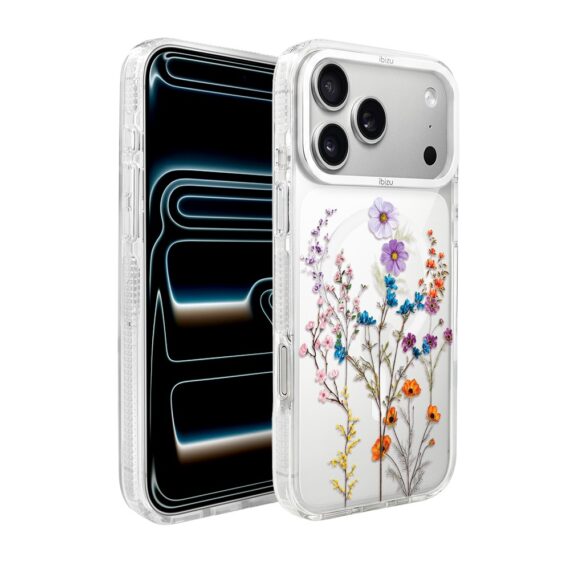 etui do iphone 17 pro max ibizu pretty clear, metalowa osłona aparatu, przeźroczyste do magsafe, wiosenne kwiaty (kopia)