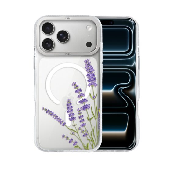 etui do iphone 17 pro max ibizu pretty clear, metalowa osłona aparatu, przeźroczyste do magsafe, lawenda