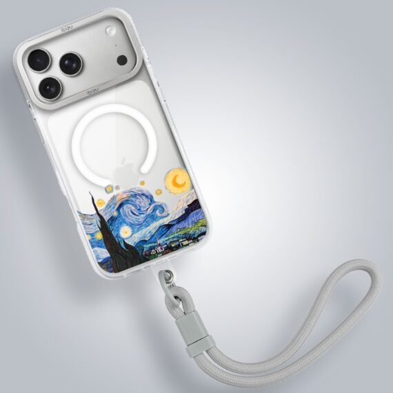 etui do iphone 17 pro max ibizu pretty clear, metalowa osłona aparatu, przeźroczyste do magsafe, obraz van gogh