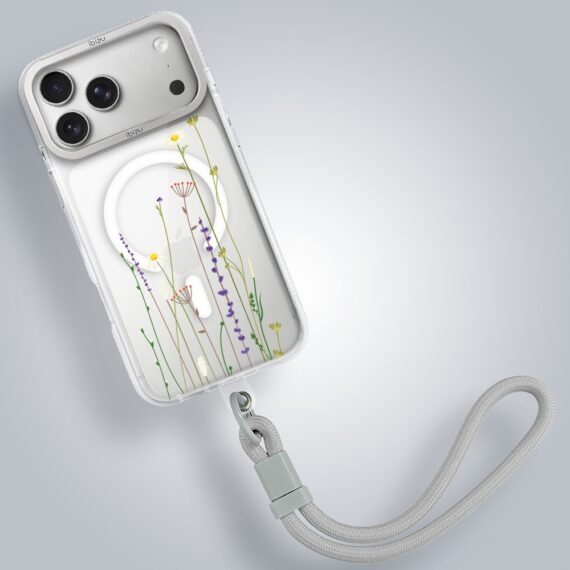 etui do iphone 17 pro max ibizu pretty clear, metalowa osłona aparatu, przeźroczyste do magsafe, wiosenne kwiaty